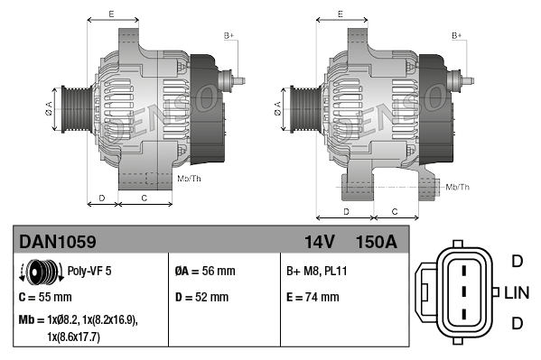 Generator - DAN1059 DENSO