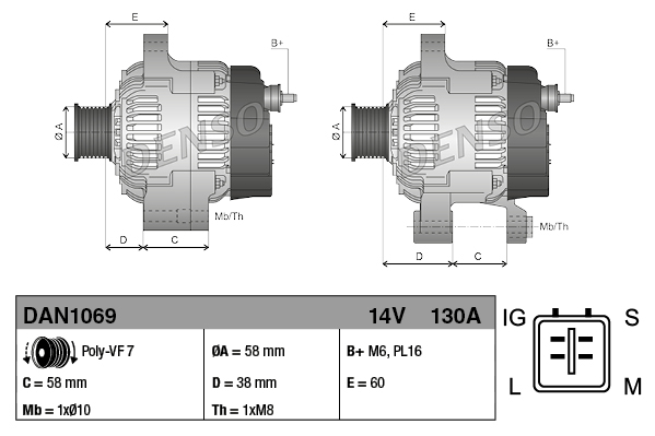 Alternator - DAN1069 DENSO