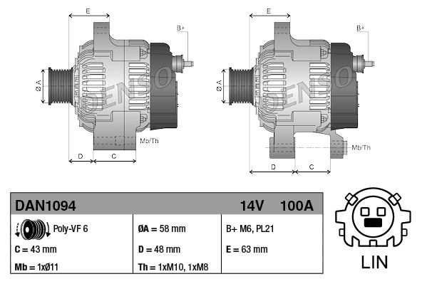 Alternator - DAN1094 DENSO