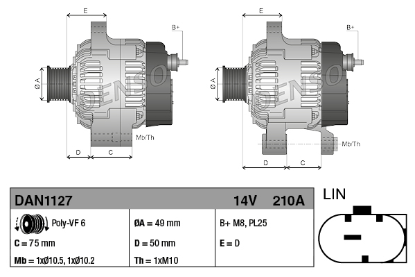 Alternator - DAN1127 DENSO