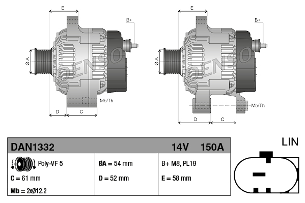 Alternatore - DAN1332 DENSO