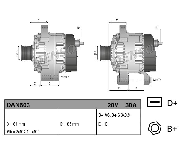 Alternator - DAN603 DENSO