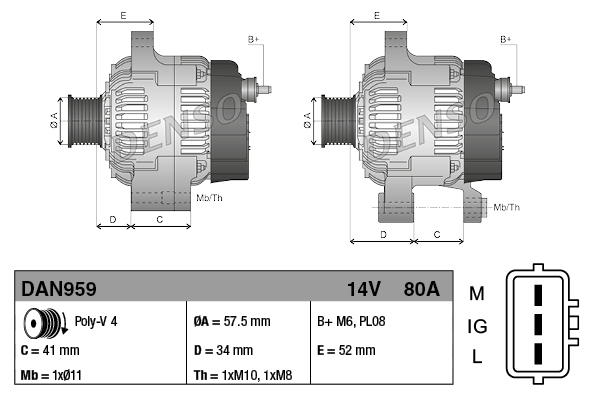 Alternator - DAN959 DENSO