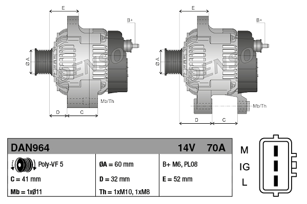 Alternator - DAN964 DENSO