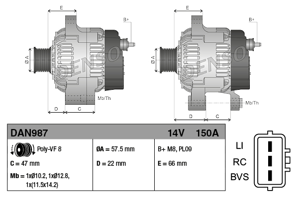 Alternator - DAN987 DENSO