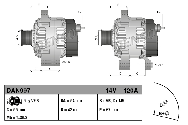 Alternator - DAN997 DENSO