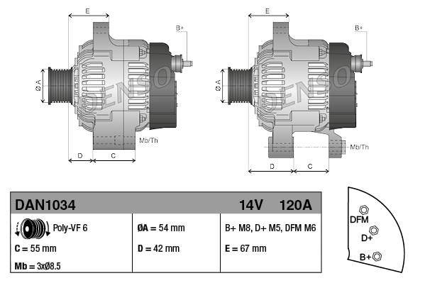 Alternator - DAN1034 DENSO