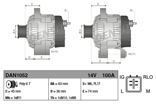 Alternator - DAN2017 DENSO