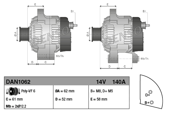 Alternator - DAN1062 DENSO