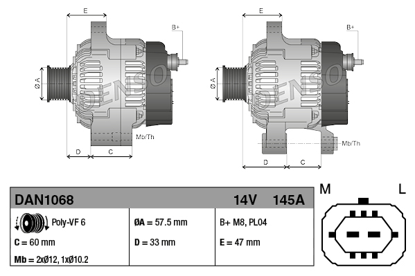 Alternator - DAN3019 DENSO