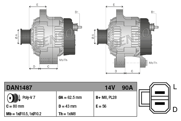 Generator - DAN1487 DENSO