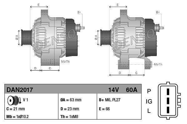 Alternator - DAN2017 DENSO