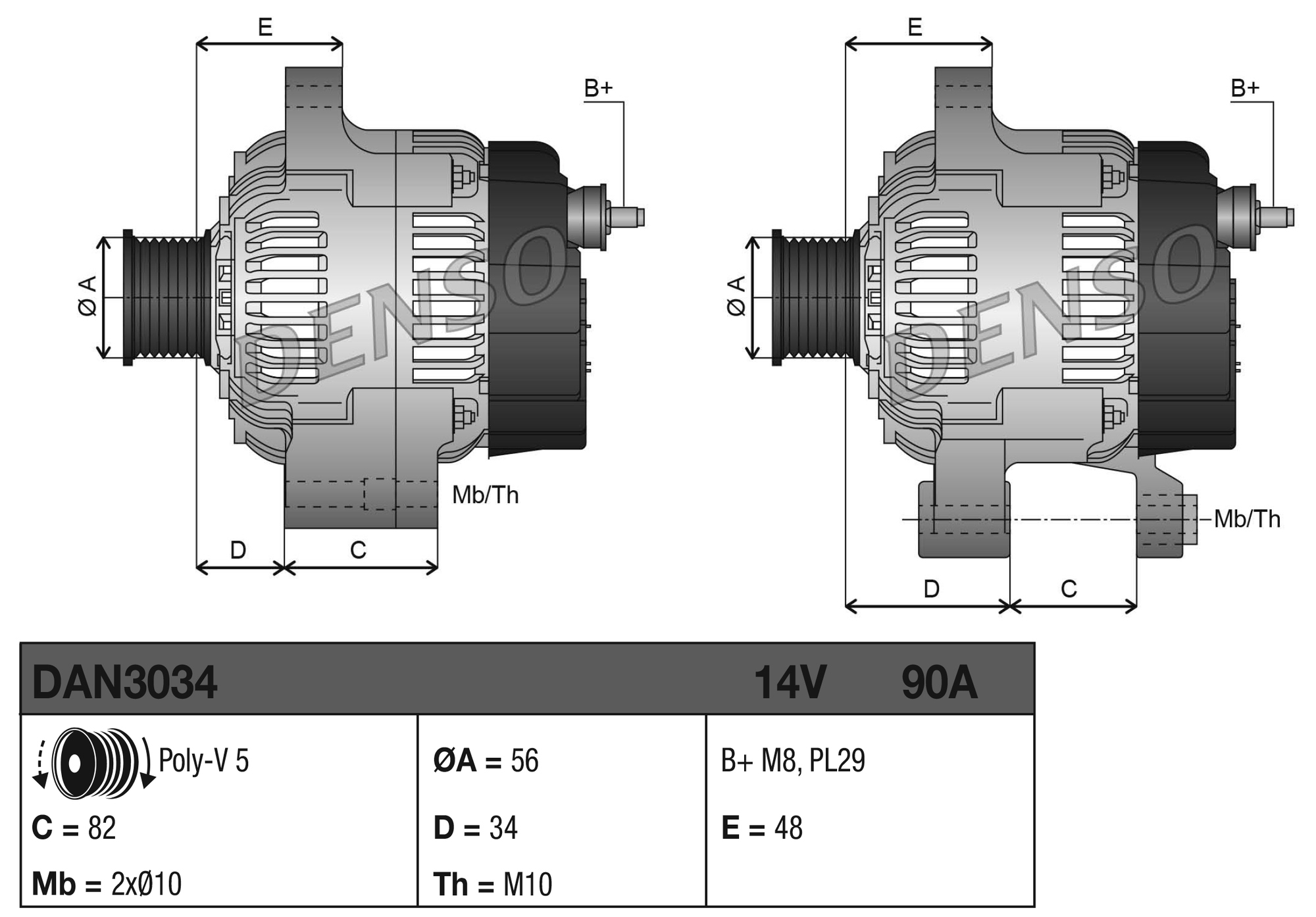 Alternator - DAN3034 DENSO