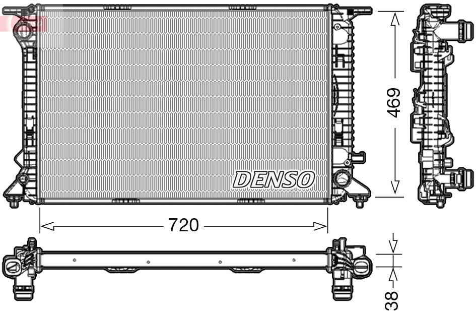 Radiator, engine cooling - DRM02024 DENSO