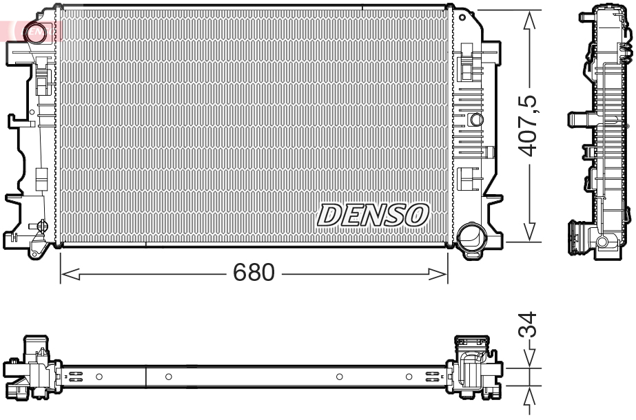 Radiatore, Raffreddamento motore - DRM17117 DENSO