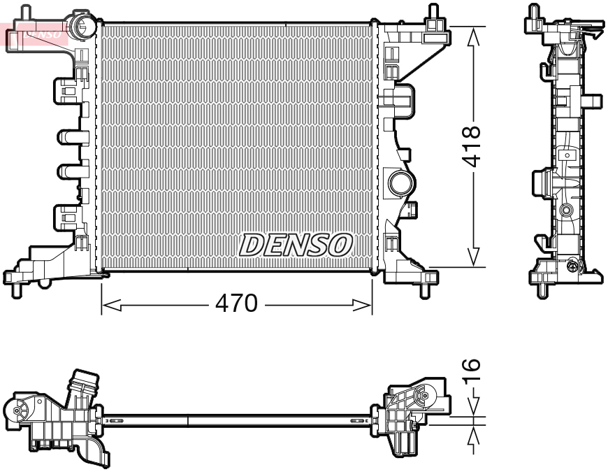Radiator, engine cooling - DRM20121 DENSO