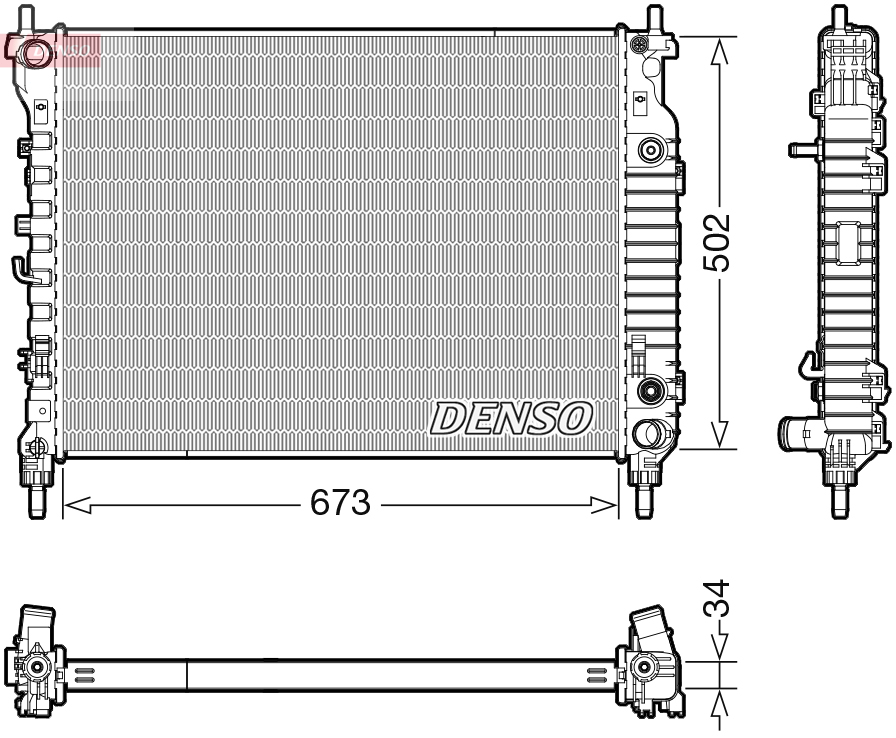Radiator, engine cooling - DRM20124 DENSO