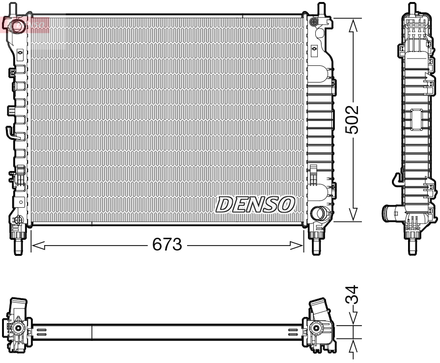 Radiator, engine cooling - DRM20125 DENSO
