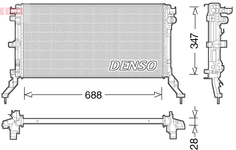 Radiatore, Raffreddamento motore - DRM23039 DENSO