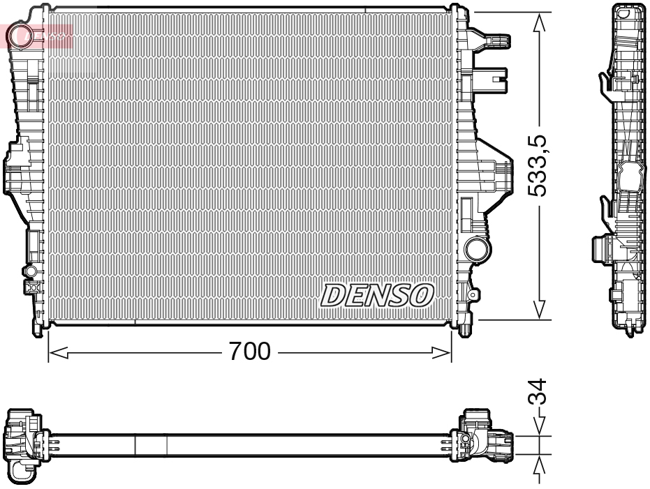 Radiator, engine cooling - DRM32050 DENSO