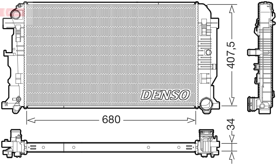 Radiator, engine cooling - DRM32053 DENSO