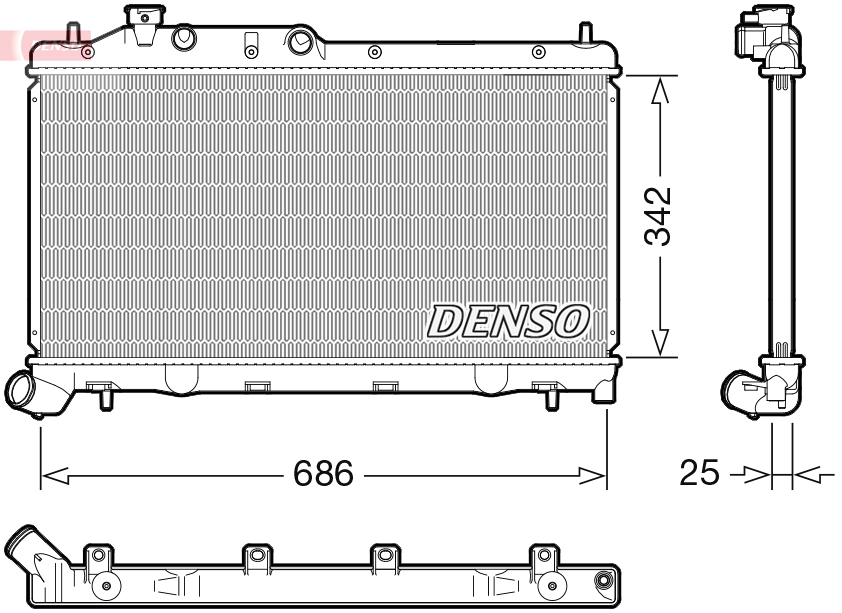 radiatorius, variklio aušinimas - DRM36026 DENSO
