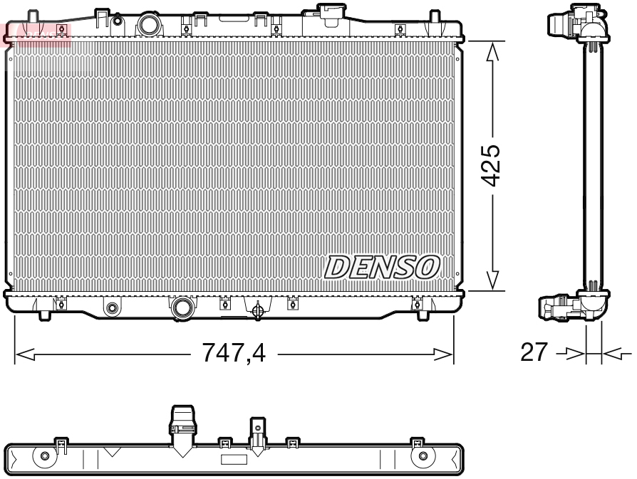 Radiator, engine cooling - DRM40054 DENSO