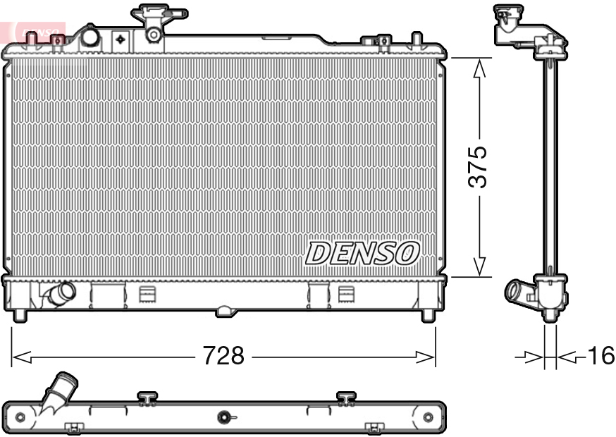 Radiator, engine cooling - DRM44033 DENSO