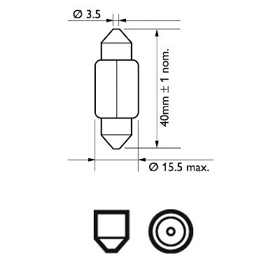Лампа накаливания, oсвещение салона - 12850CP PHILIPS