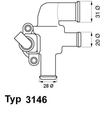 termostatas, aušinimo skystis - 3146.90D BorgWarner (Wahler)