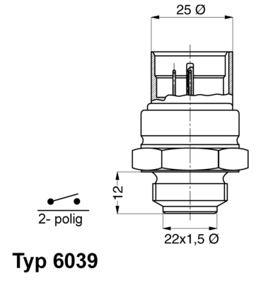 Temperature Switch, radiator fan - 6039.95D BorgWarner (Wahler)