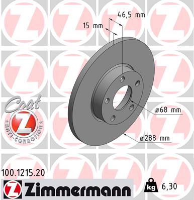 Brake Disc - 100.1215.20 ZIMMERMANN