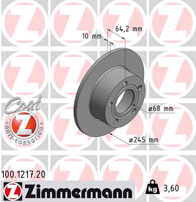 Brake Disc - 100.1217.20 ZIMMERMANN
