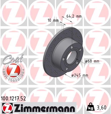 Brake Disc - 100.1217.52 ZIMMERMANN