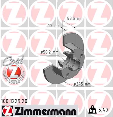 Brake Disc - 100.1229.20 ZIMMERMANN
