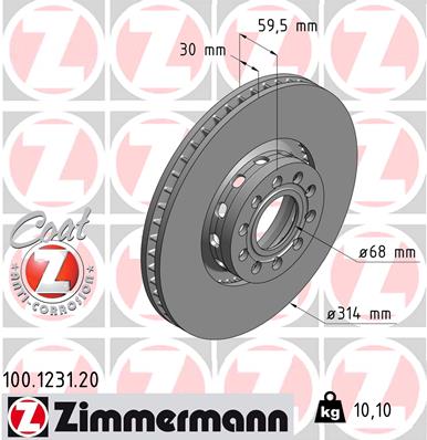 Тормозной диск - 100.1231.20 ZIMMERMANN