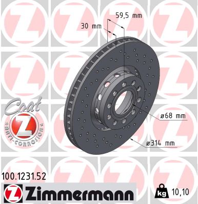 Тормозной диск - 100.1231.52 ZIMMERMANN
