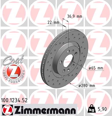 Brake Disc - 100.1234.52 ZIMMERMANN
