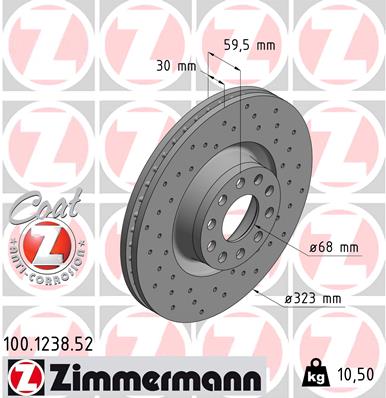 Brake Disc - 100.1238.52 ZIMMERMANN