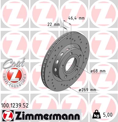 Bremsscheibe - 100.1239.52 ZIMMERMANN