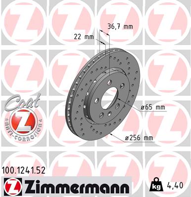 Brake Disc - 100.1241.52 ZIMMERMANN