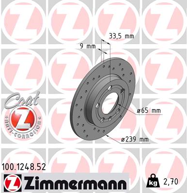 Brake Disc - 100.1248.52 ZIMMERMANN