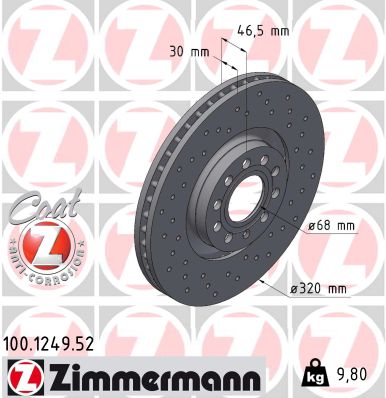 Brake Disc - 100.1249.52 ZIMMERMANN
