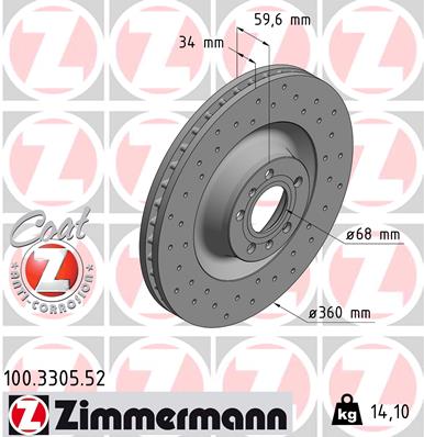 Brake Disc - 100.3305.52 ZIMMERMANN