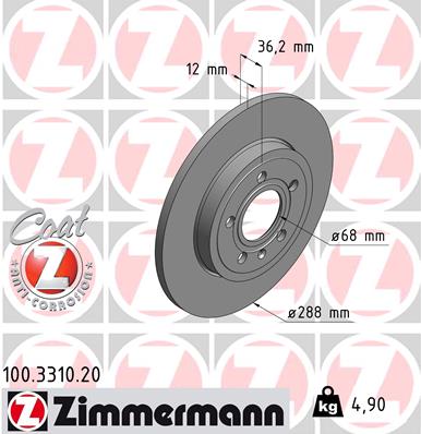 Brake Disc - 100.3310.20 ZIMMERMANN