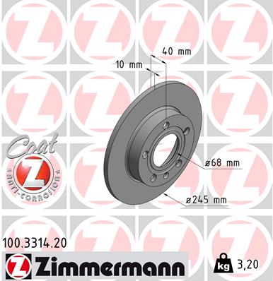 Brake Disc - 100.3314.20 ZIMMERMANN