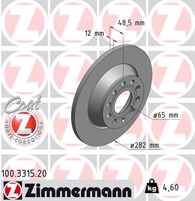 Brake Disc - 100.3315.20 ZIMMERMANN