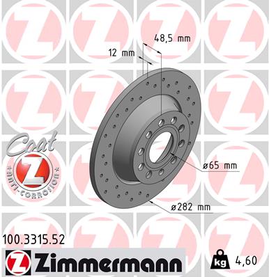 Brake Disc - 100.3315.52 ZIMMERMANN