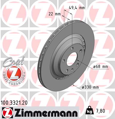 Brake Disc - 100.3321.20 ZIMMERMANN