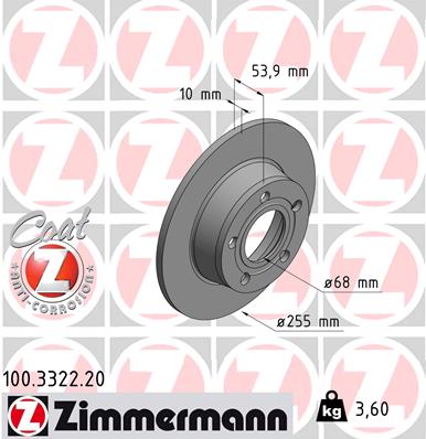 Brake Disc - 100.3322.20 ZIMMERMANN